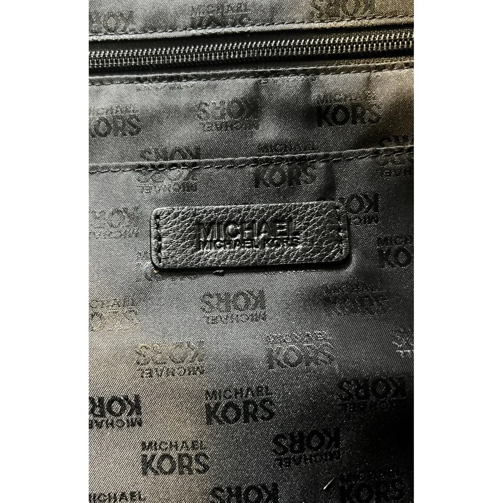 Michael Kors Black Pebble Leather Weekender Bag Luggage Satchel Bag Tote 16 x 13